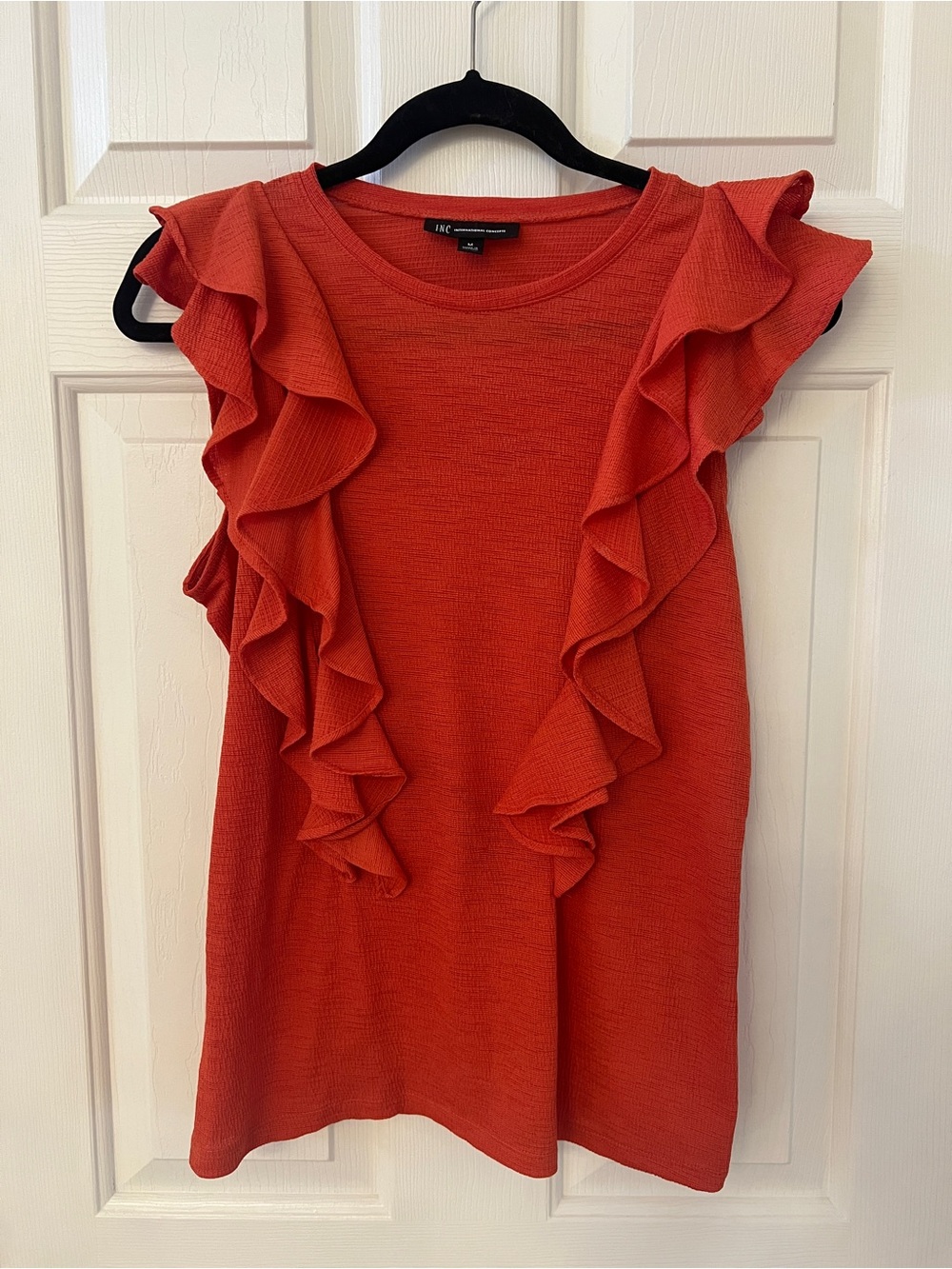INC International Concepts Dark Orange Ruffle Tank Blouse